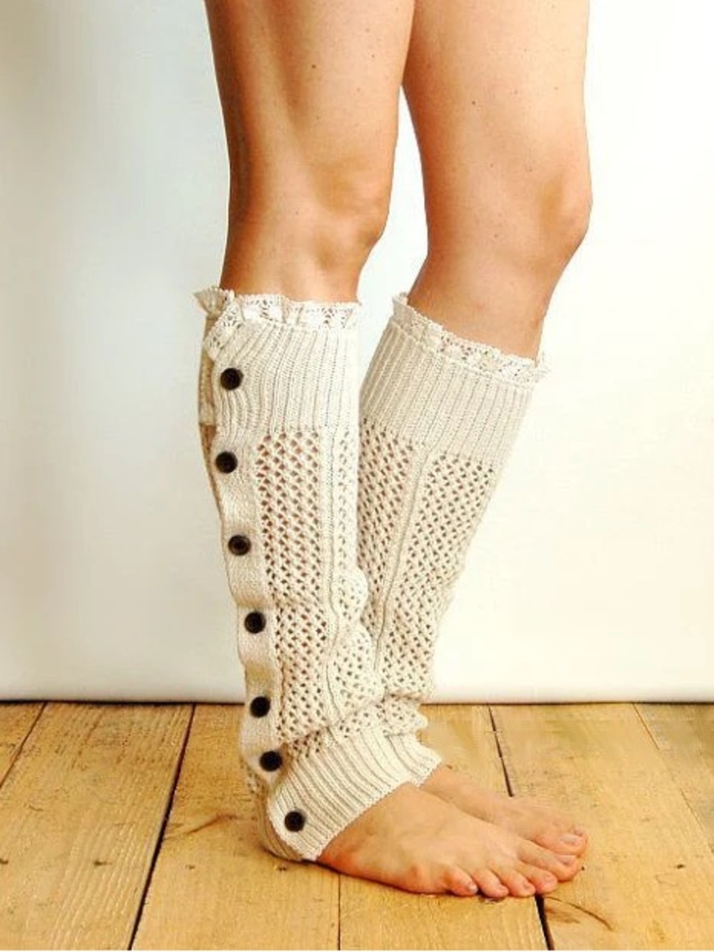 ◾️3/$25 Women’s Leg Warmers Lace Trim Knitted Button Up